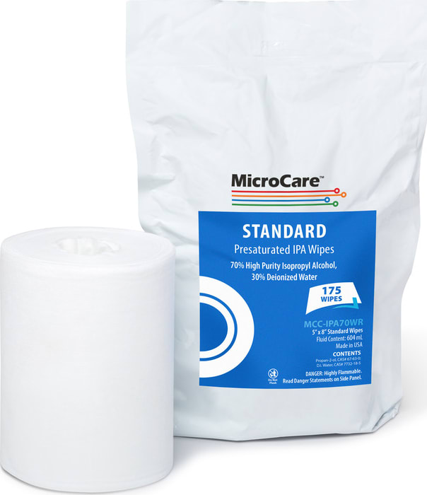 Sticklers MCC-IPA70WR - Presaturated Wipes Refill, 70% High Purity IPA, 604mL Fluid Content, 175 Wipes/Tub