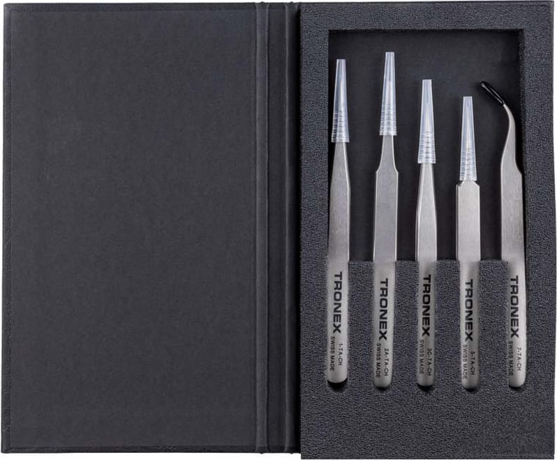 Menda K5HP-TA-CH - High Precision Tweezer Kit, Includes Style 1, 2A, 3C, 5, 7, Titanium
