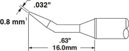 Metcal CVC-9CN1608R - Cartridge, Conical, Reach, 0.8mm x 16.0mm, 30 Degree