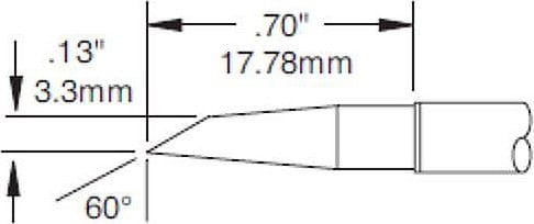 Metcal SMTC-8147LL Cartridge, Hoof, 3.3 mm (0.13 In), 60 Deg, LL