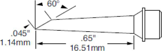 Metcal SMTC-8174 Cartridge, Hoof, Long, 1.1mm (0.04 In), 60 Deg