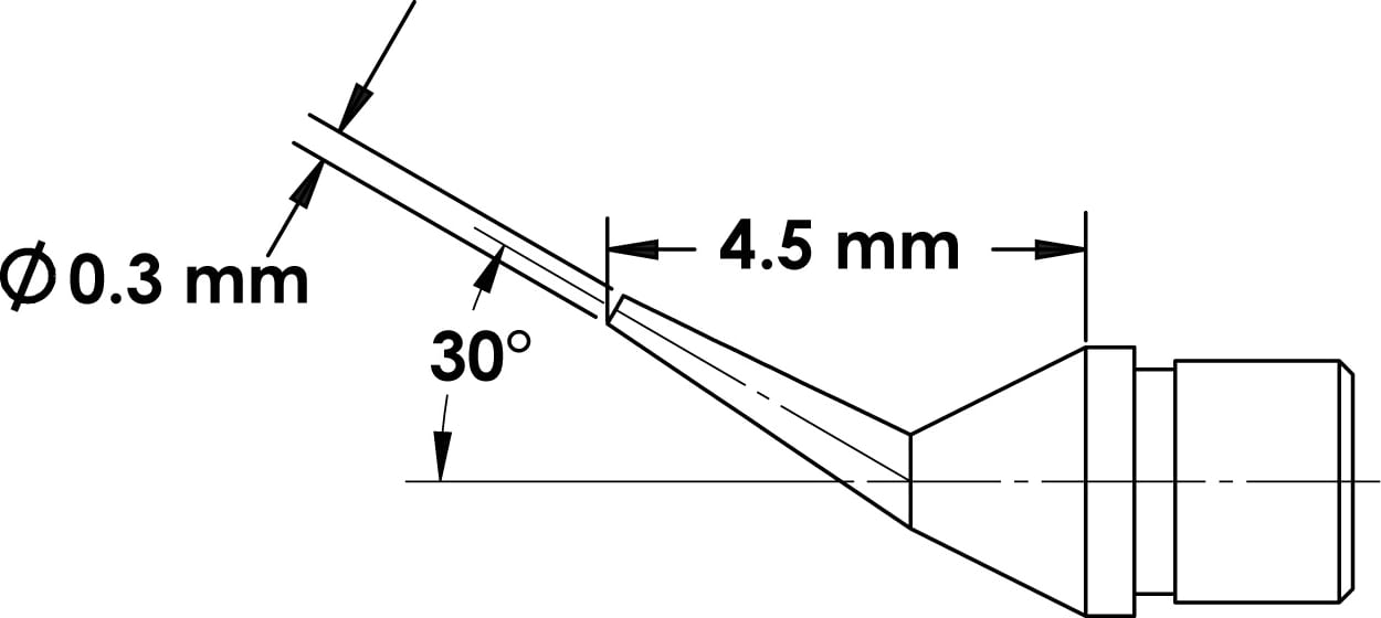 Metcal MFTC-6CNB4503 - MicroFine Soldering Tip (Bent Conical, 0.3 x 4.5mm, 675°F)