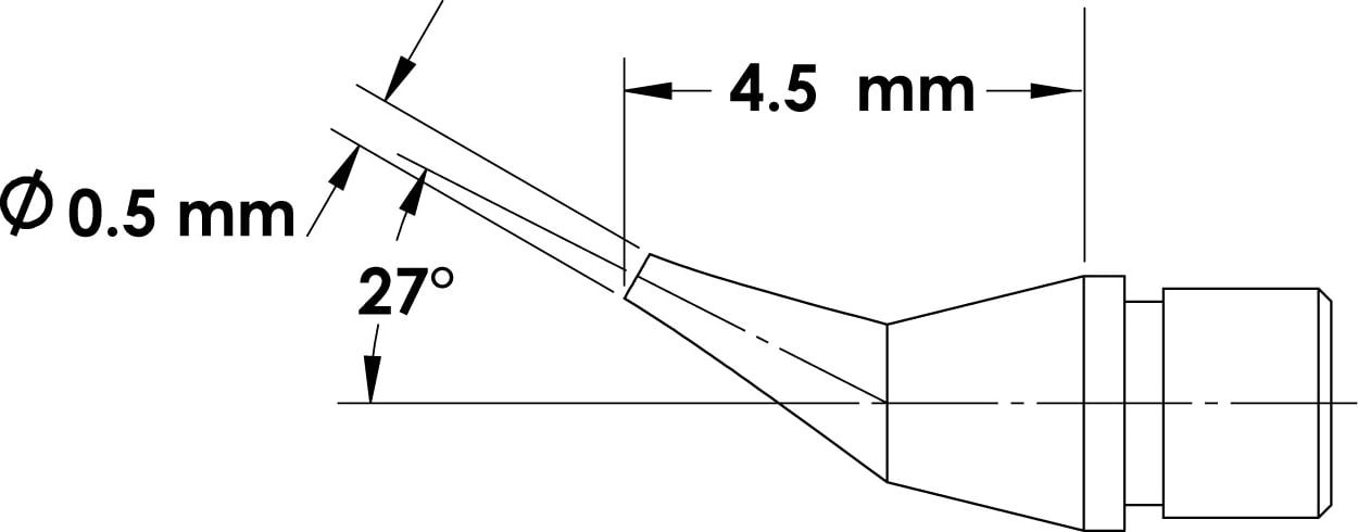 Metcal MFTC-6CNB4505 - MicroFine Soldering Tip (Bent Conical, 0.5 x 4.5mm, 675°F)
