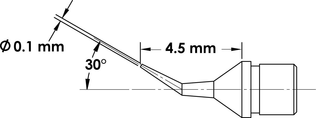 Metcal MFTC-6CNBR4501 - MicroFine Soldering Tip (Bent Reach Conical, 0.1 x 4.5mm, 675°F)