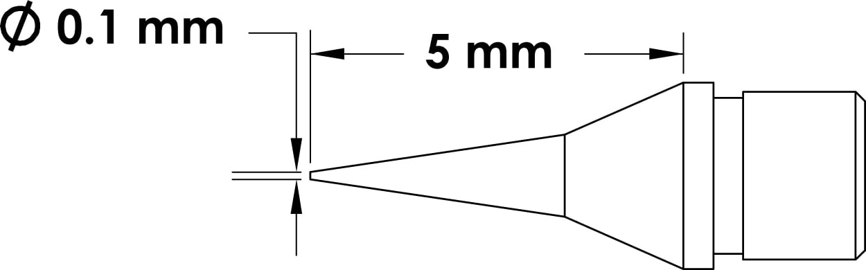 Metcal MFTC-6CNR5001 - MicroFine Soldering Tip (Conical/Reach, 0.1 x 5mm, 675°F)