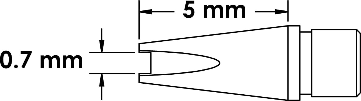 Metcal MFTC-7CC5007 - MicroFine Soldering Tip (Chisel/Slot, 0.7 x 5mm, 775°F)