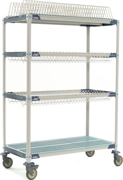 Metro PR48X3 - Stationary Drying Rack w/Two Drop-Ins, One Tray Rack & One Bulk Shelf, 24' x 48' x 74', 1600 lbs. Capacity