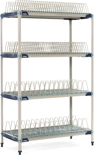 Metro PR48X4 - Stationary Drying Rack w/Two Tray Racks & Two Pan Racks, 24' x 48' x 74', 800 lbs. Capacity