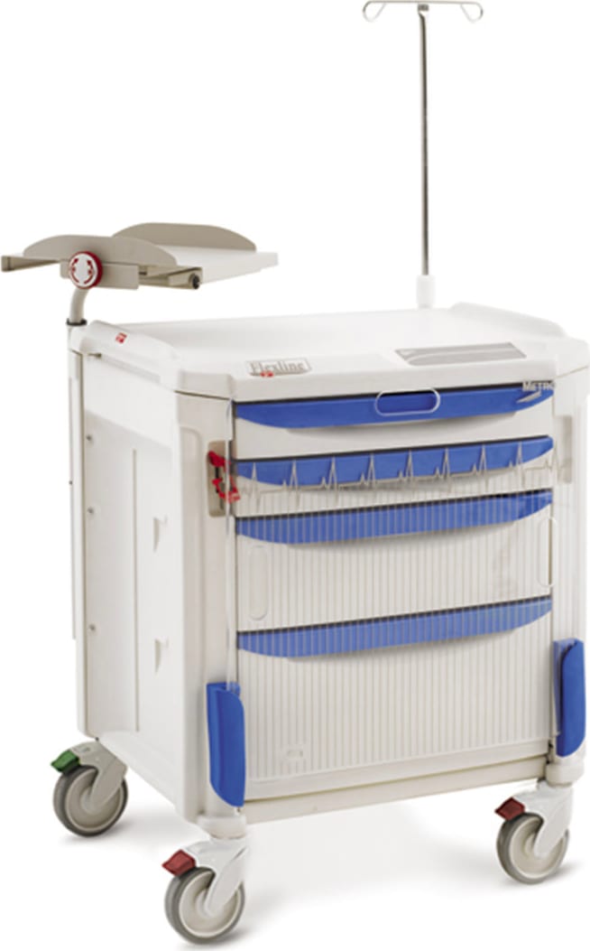 Metro FLCRP1 - Flexline Crash Cart, Polymer, Taupe/Blue