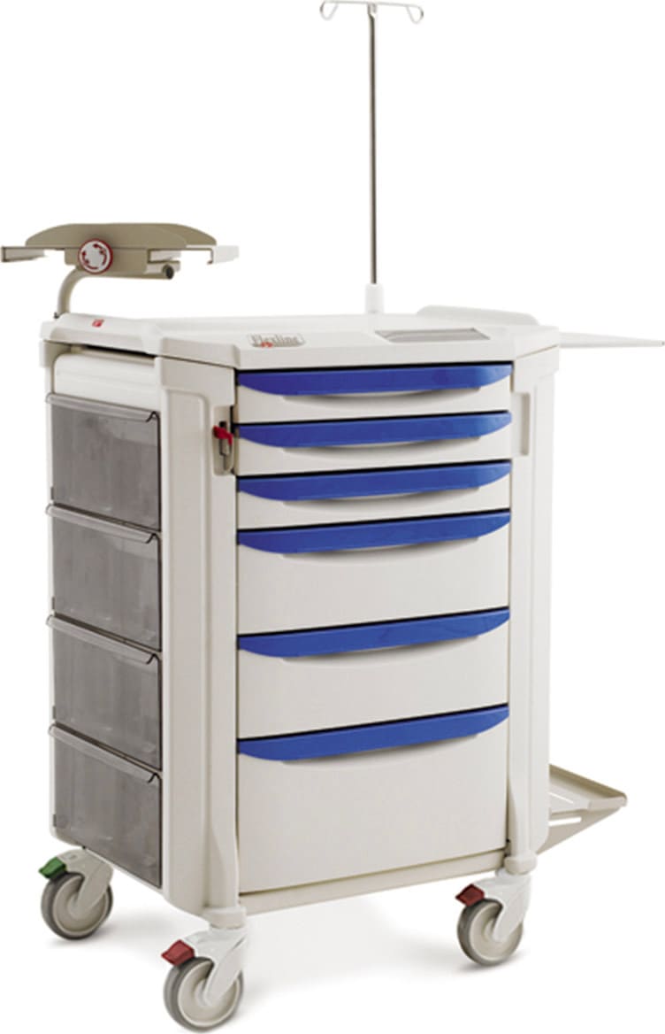 Metro FLCRP4 - Flexline Crash Cart, Polymer, Taupe/Blue