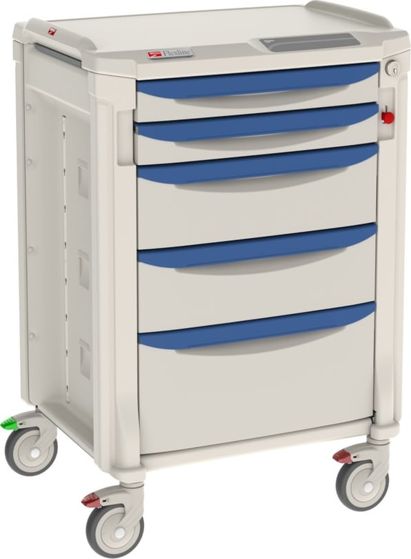 Metro FLNK22100 - Flexline General Use Medical Cart, Polymer, Taupe/Slate Blue