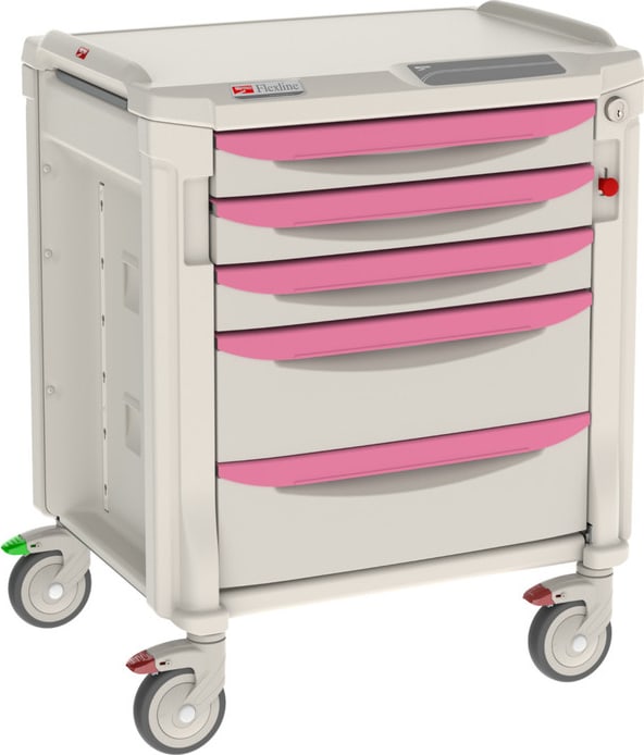 Metro FLNK32000 - Flexline General Use Medical Cart, Polymer, Taupe/Pink