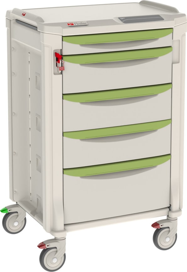 Metro FLNP13100 - Flexline General Use Medical Cart, Polymer, Taupe/Green