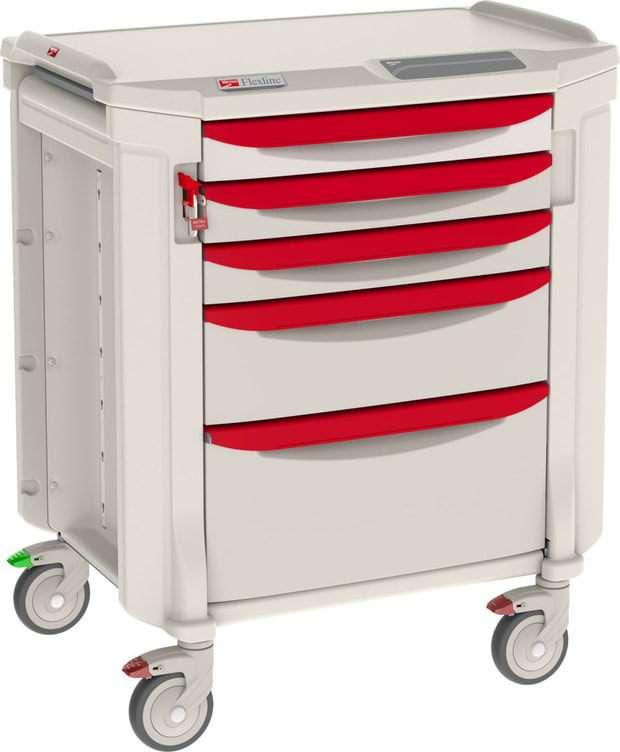 Metro FLP31100 - Flexline General Use Medical Cart, Polymer, Taupe/Red