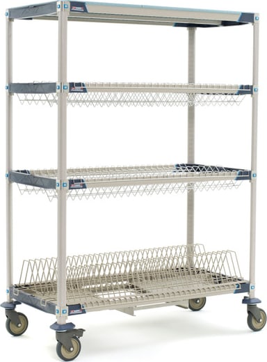 Metro PR36VX3-XDR - MetroMax i Mobile Drying Rack w/Two Drop-Ins, One Tray Rack, One Bulk Shelf & Drip Tray, 24'W x 36'L x 68'H, 900 lbs. Capacity