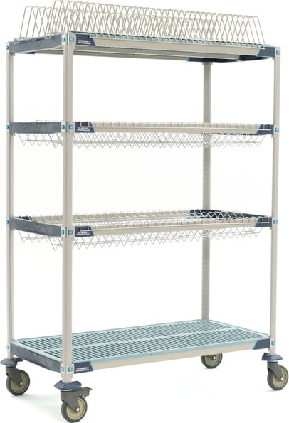 Metro PR48VX4 - MetroMax i Mobile Drying Rack w/Two Tray Racks, Two Pan Racks, 24'W x 48'L x 68' 800 lbs. Capacity