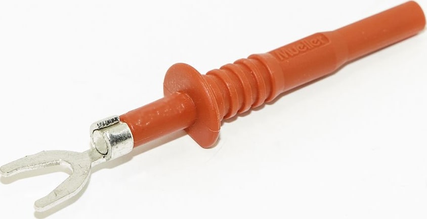 Mueller Electric BU-30212-2 Red Spade Terminal to 4mm Banana