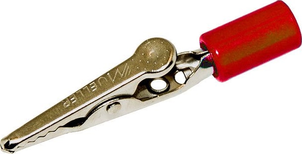 Mueller Electric BU-60HPR-2 Red Phone Tip Alligator Steel Clip Acetate