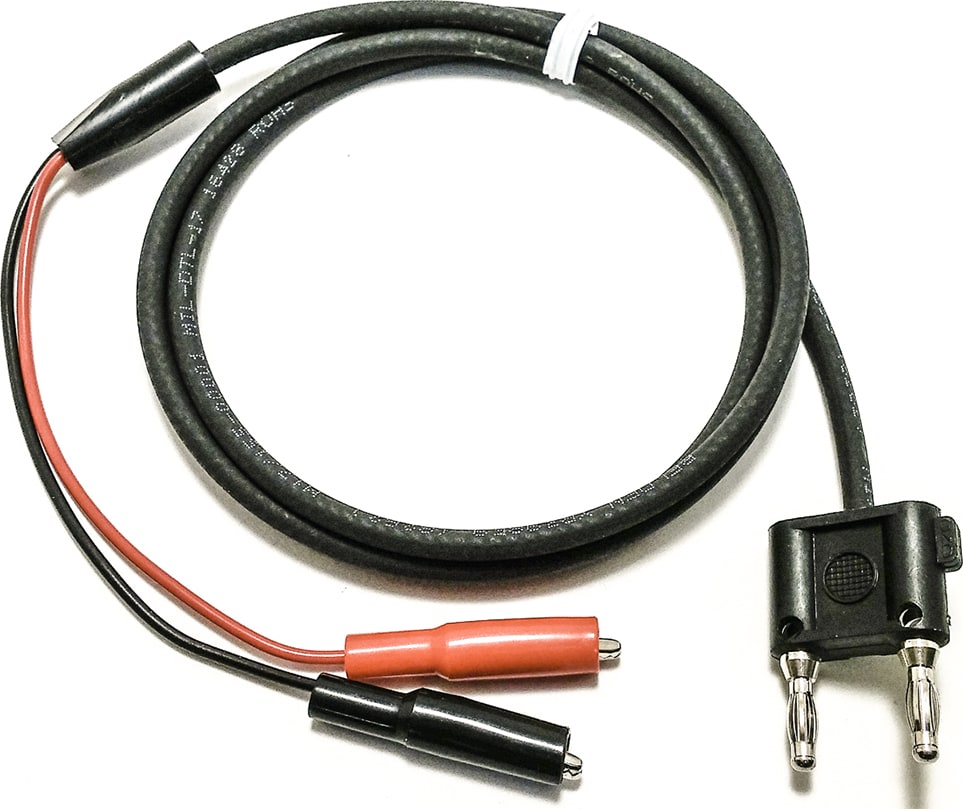 Mueller Electric BU-7031-B-12-0 Mini-Alligator Clip with RG58, 12' Black Stackable Dual Banana Plug