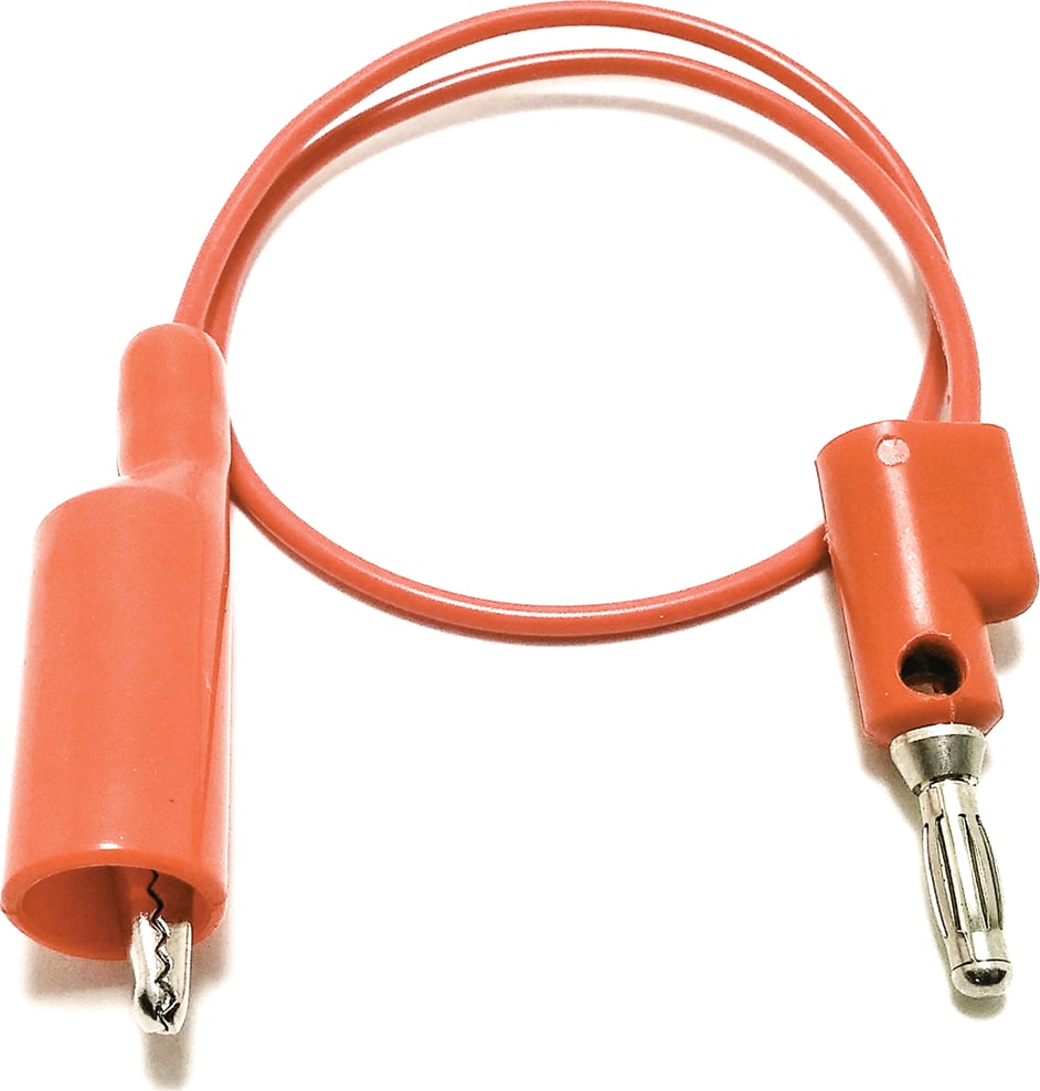 Mueller Electric BU-2030-A-48-2 48' 20G PVC Red Insulated Alligator Clip to Stackable Banana Plug