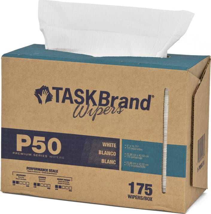 High-Tech Conversions N-P050IDW2 - TaskBrand P50 Premium Series Hydrospun Wipers, White, 9'x12.75', Interfold, 176/Box