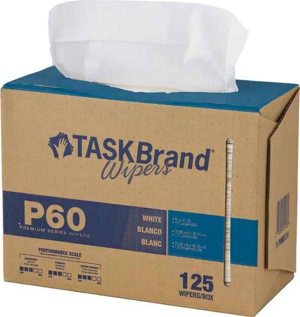 High-Tech Conversions N-P060IDW - TaskBrand P60 Premium Series Hydrospun Wiper, Medium Duty, 9'x16.75', Interfold, 125/Box