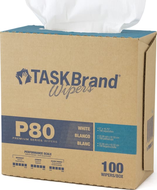 High-Tech Conversions N-P080IDW - TaskBrand P80 Premium Series Hydrospun Wipers, Premium Duty, 9'x16.75', Interfold, 100/Box