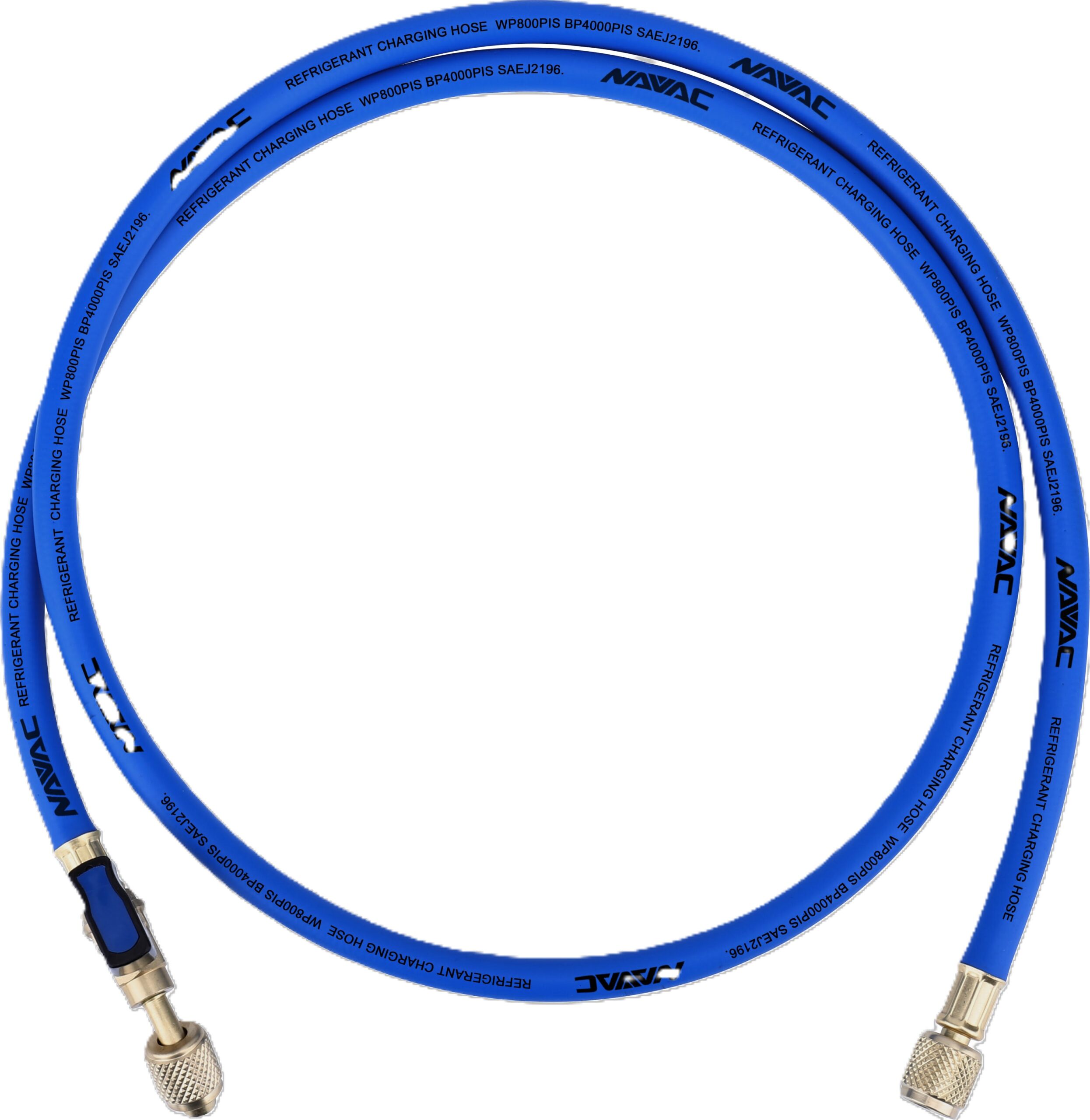 NAVAC NH5CB - 1/4in Charging Hose with Ball Valve, 5ft Long, Blue