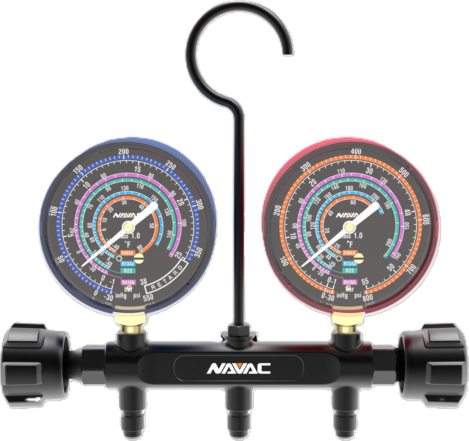 NAVAC NMG11A - Pro Manifold Gauge, Analog (R-410A, R-22, R-134a, R-404A)