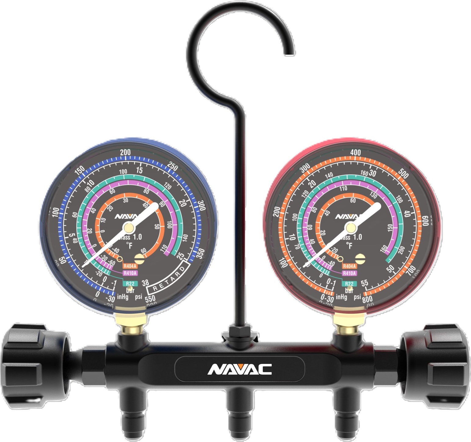 NAVAC NMG14A - Pro Manifold Gauge, Analog (R-410A, R-404A, R-22)