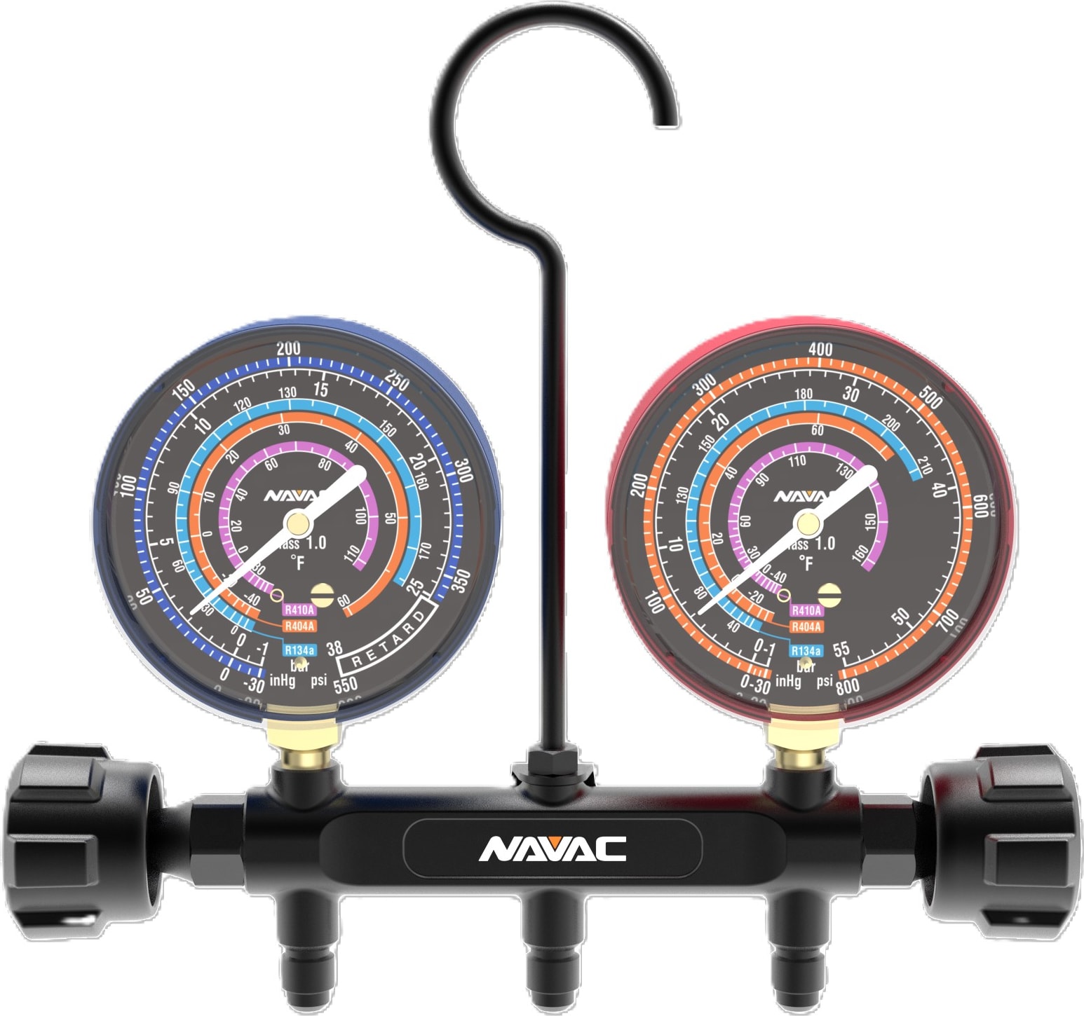 NAVAC NMG15A - Pro Manifold Gauge, Analog (R-410A, R-404A, R-134a)