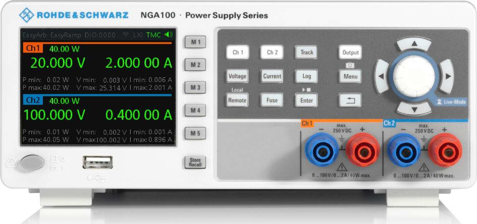 Rohde and Schwarz NGA102 - DC Power Supply, 2 Ch, 80W / 35V / 6A (Catalog 5601.8002.04)