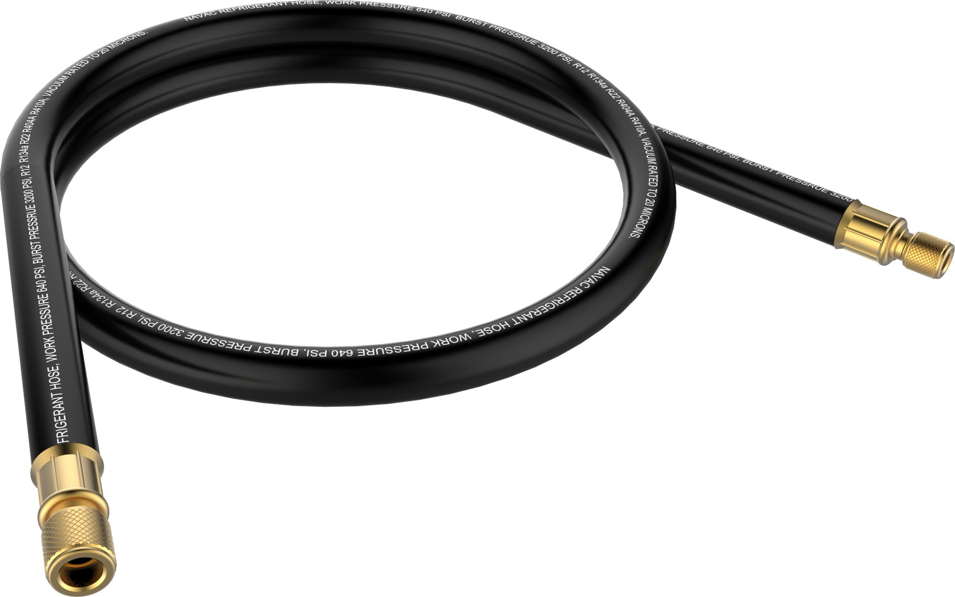 NAVAC NHB1 - High Flow Refrigerant Hose, Black, 6 Foot Length, 1/2' Diameter, 3/8' to 1/4' Fitting