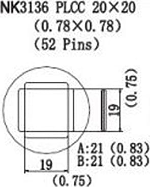 Quick NK3136 - PLCC, 20 x 20mm, (0.78 x 0.78), 52 Pins