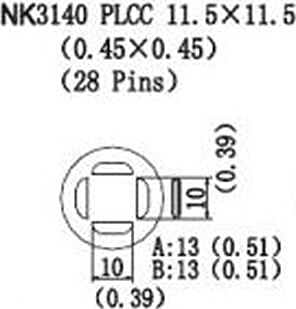 Quick NK3140 - PLCC, 11.5 x 11.5mm, (0.45 x 0.45), 28 Pins