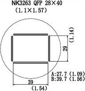 Quick NK3263 - QFP, 28 x 40mm, (1.1 x 1.57)