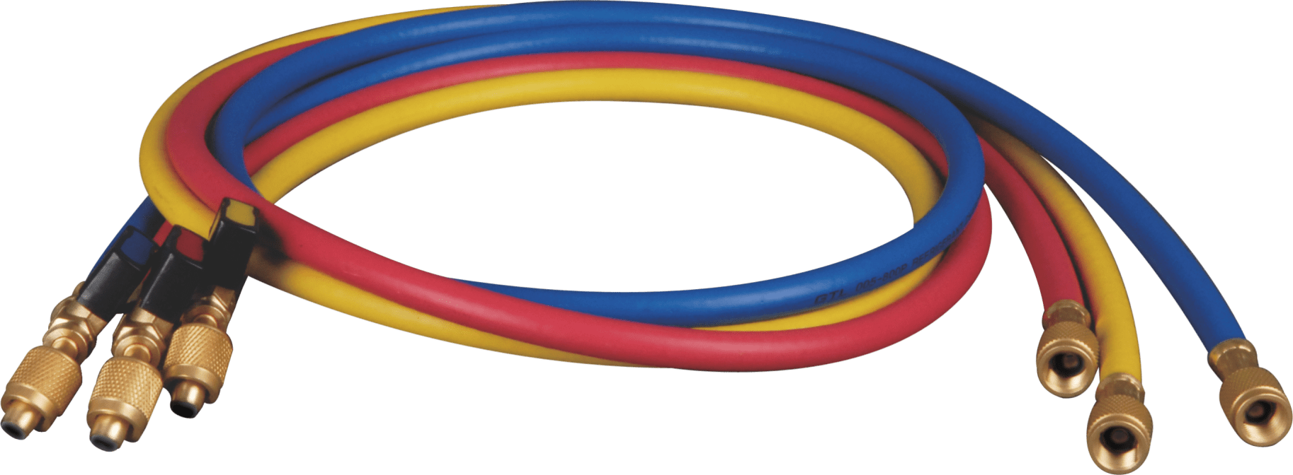 NAVAC NRHH53C - 1/4' Hose Set, 5 Foot Length with Ball Valve (Red, Yellow, Blue)