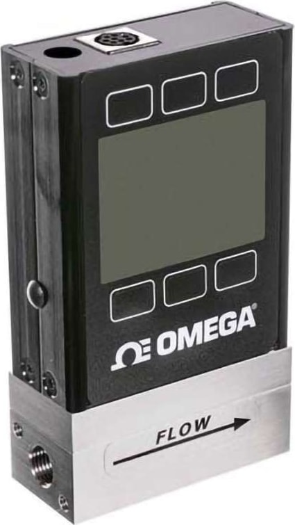 Omega Engineering FMA-1607A - Mass Flow Meter, Gas, 0.05 SLM to 10 SLM, RS232, 145 psi, 1/8' NPT Female, 0 Vdc to 5 Vdc, LCD, 50 C (122 F), +/- 0.8 %, 300 SS, Al, Silicone, FKM, Supply Incl, FMA-1600A Series