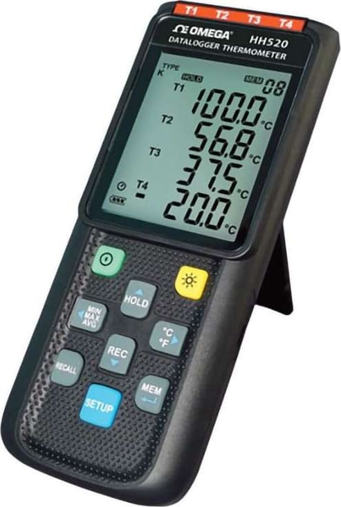 Omega Engineering HH520 - Handheld Data Logger Thermometer, TC-Type, Battery, 4-CH