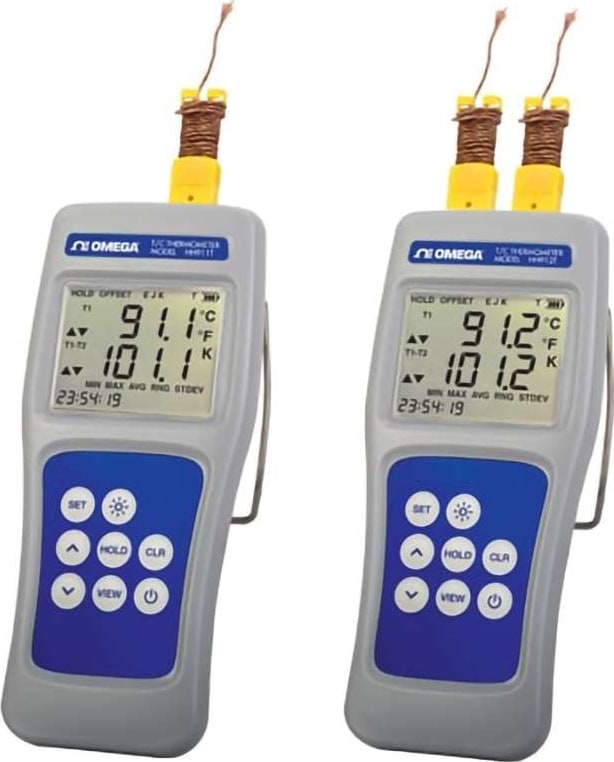 Omega Engineering HH911T - Digital Thermocouple Thermometer, Multi-Channel, K, J, T & E-type, 4.5 V (3 AA), Miniature Connector, 1-CH, +/- (0.04 % rdg + 0.3 C), -250 C, 1372 C