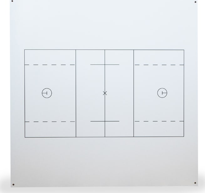 Panls Lacrosse4x4 - 4ft x 4ft Magnetic CeramicSteel Whiteboard w/ Lacrosse Field Diagram & Standoff Mounting System