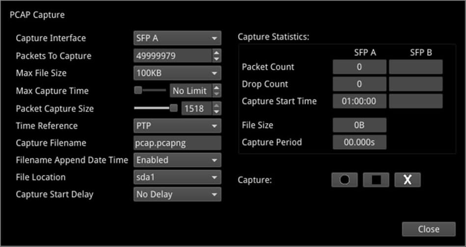 Phabrix PHQXLO-IP-PCAP - PCAP 2x25Gbps Line Rate Capture Tool, 4GB Max