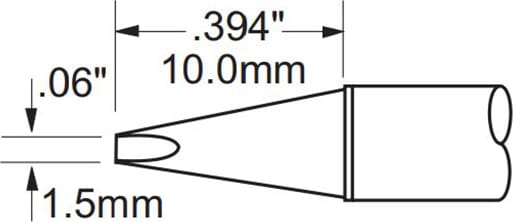 Metcal PHT-650325 Tip, Chisel, 1.5mm (0.059In), 60 Deg