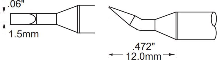 Metcal PHT-650326 Tip, Chisel, Bent, 1.5mm (0.059In), 30 Deg