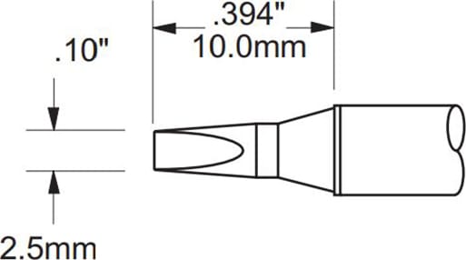 Metcal PHT-651355 Tip, Chisel, 2.5mm (0.098In), 30 Deg