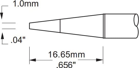Metcal PHT-753077 Tip, Conical, Long, 1mm (0.039In)