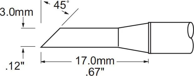 Metcal PHT-754487F Tip, Hoof, Face, 3mm (0.118In), 45 Deg