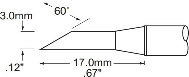 Metcal PHT-654687 Tip, Hoof, 3mm (0.118In), 60 Deg