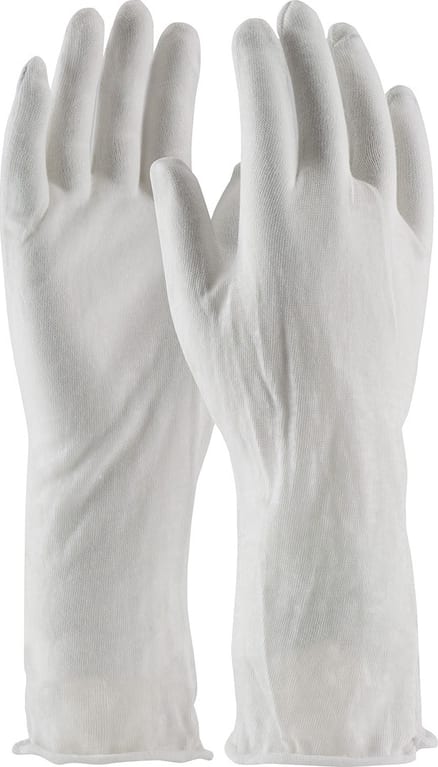 PIP 97-500/14NI - CleanTeam Economy, Light Weight Cotton Lisle Inspection Gloves w/ Unhemmed Cuff - 14' (Bulk Pack)