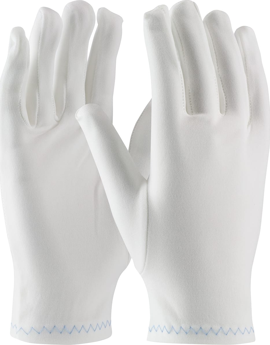 PIP 98-700 - CleanTeam Heavy Weight Stretch Nylon Inspection Glove w/ Zig-Zag Stitched Rolled Hem - Men's, 50 Dozen/Case (White)